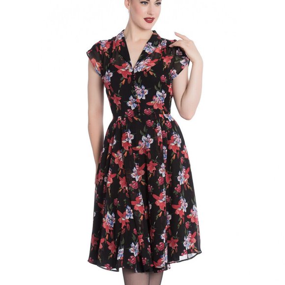 Hell Bunny Dresses & Skirts - XSmall New Unworn Hell Bunny Rayna Gothic Floral Retro 40s Style Dress ModCloth